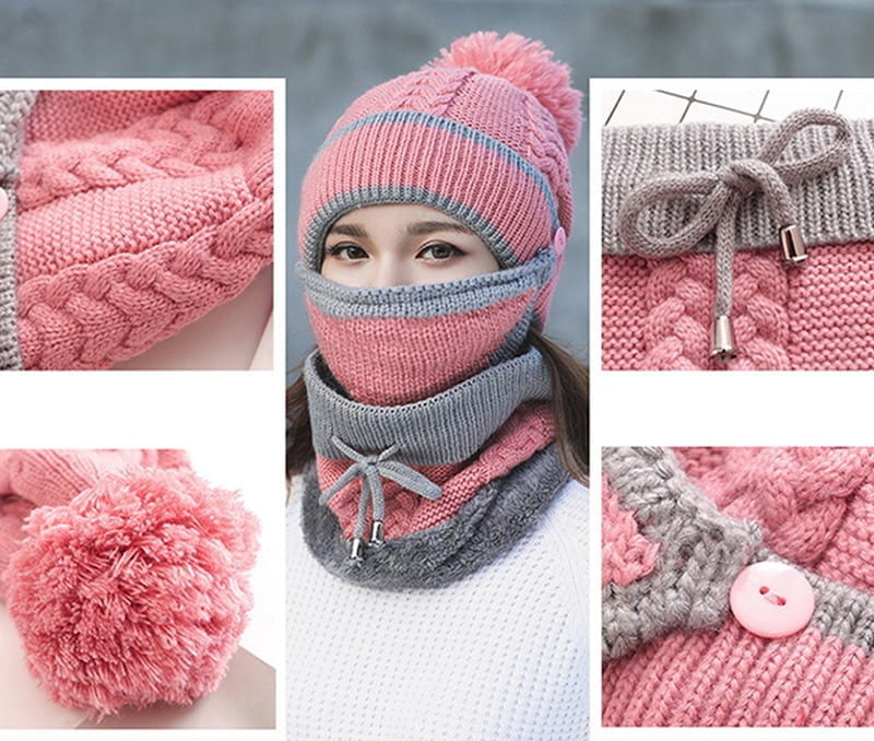 Women's Winter Knitted Warm Scarf 3Pcs
